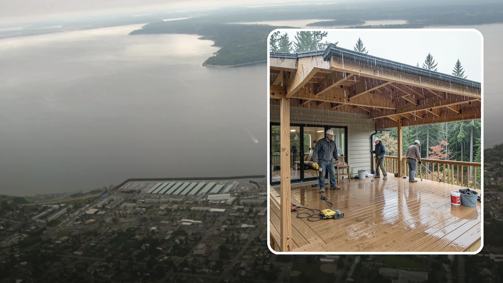 Covered Deck Construction in Des Moines, King County, WA - Covered deck construction that lets you enjoy the outdoors through every Northwest rain shower.