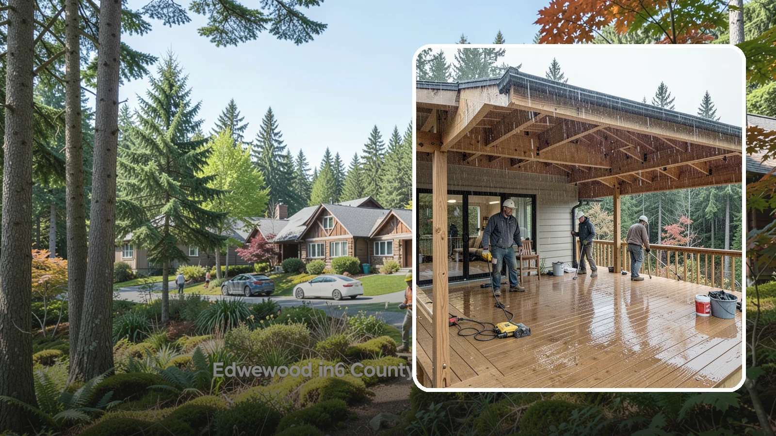 Covered Deck Construction in Edgewood, Pierce County, WA - Covered deck construction that lets you enjoy the outdoors through every Northwest rain shower.
