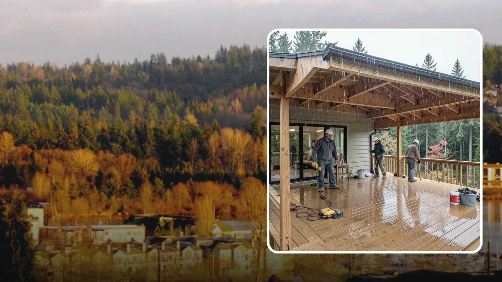 Covered Deck Construction in Kenmore, King County, WA - Covered deck construction that lets you enjoy the outdoors through every Northwest rain shower.