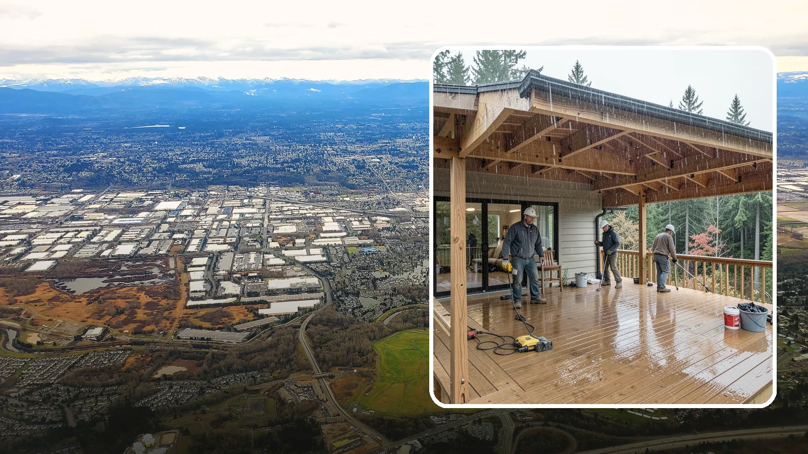 Covered Deck Construction in Kent, King County, WA - Covered deck construction that lets you enjoy the outdoors through every Northwest rain shower.