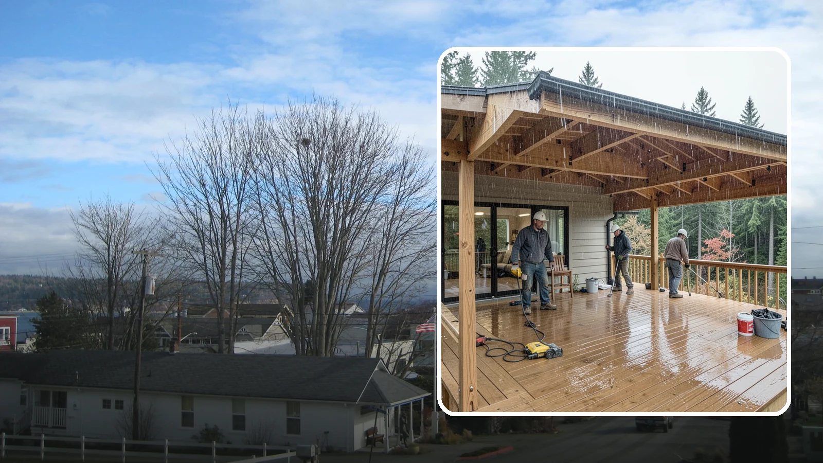 Covered Deck Construction in Langley, Island County, WA - Covered deck construction that lets you enjoy the outdoors through every Northwest rain shower.