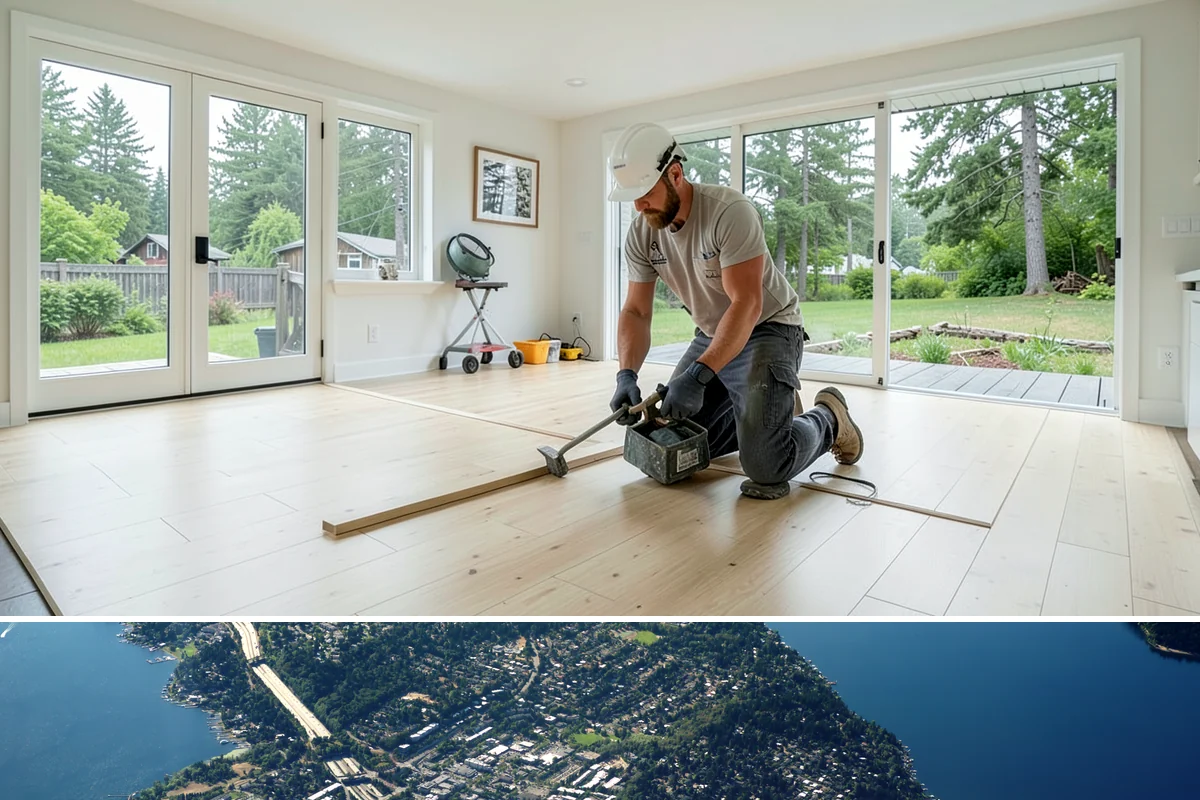 Covered Deck Construction in Mercer Island, King County, WA - Summer's dry weather is ideal for opening up the roofline and tying into your home without water exposure.