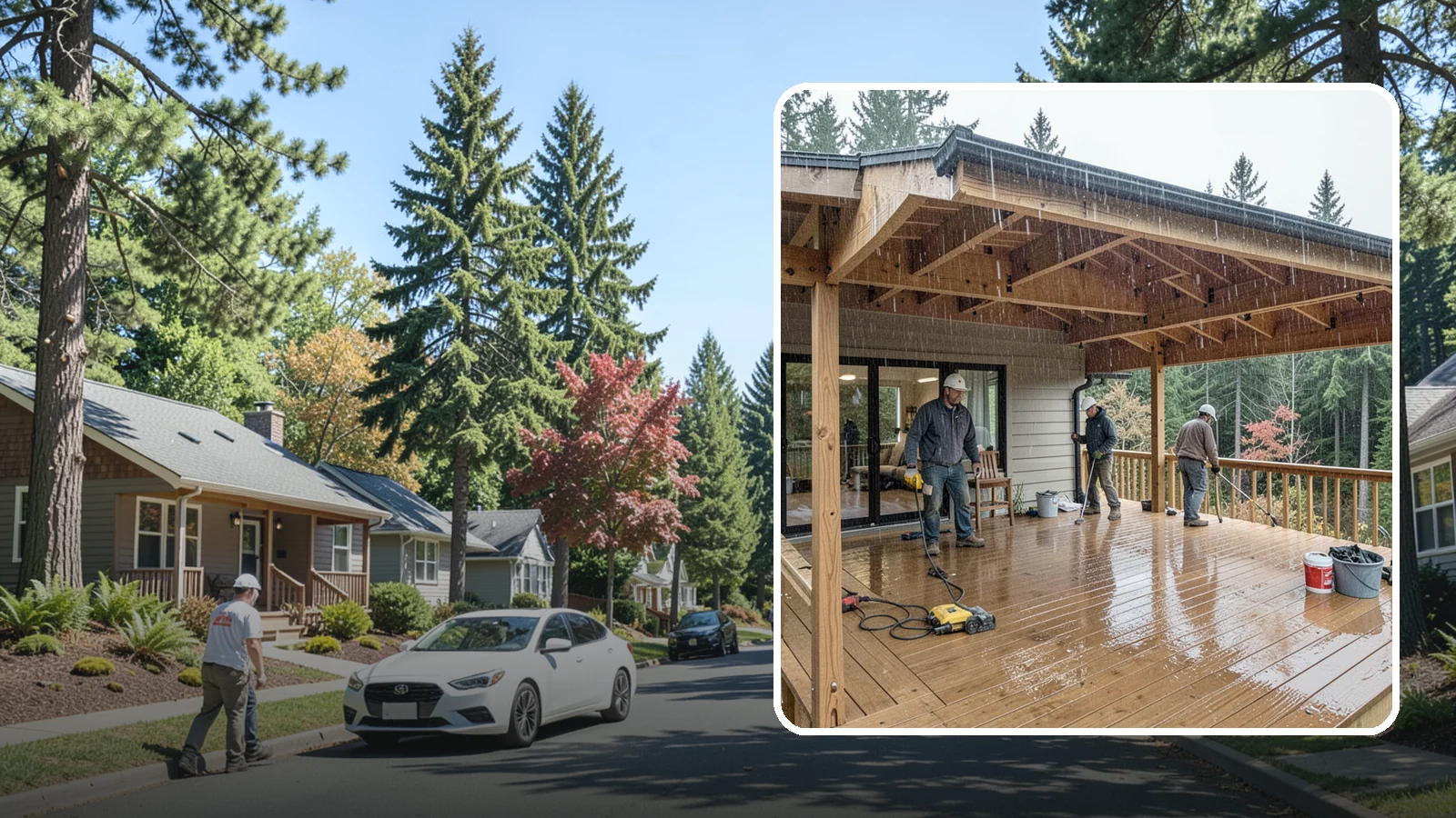 Covered Deck Construction in Orting, Pierce County, WA - Covered deck construction that lets you enjoy the outdoors through every Northwest rain shower.