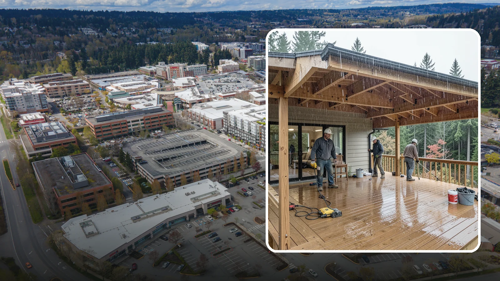 Covered Deck Construction in Redmond, King County, WA - Covered deck construction that lets you enjoy the outdoors through every Northwest rain shower.