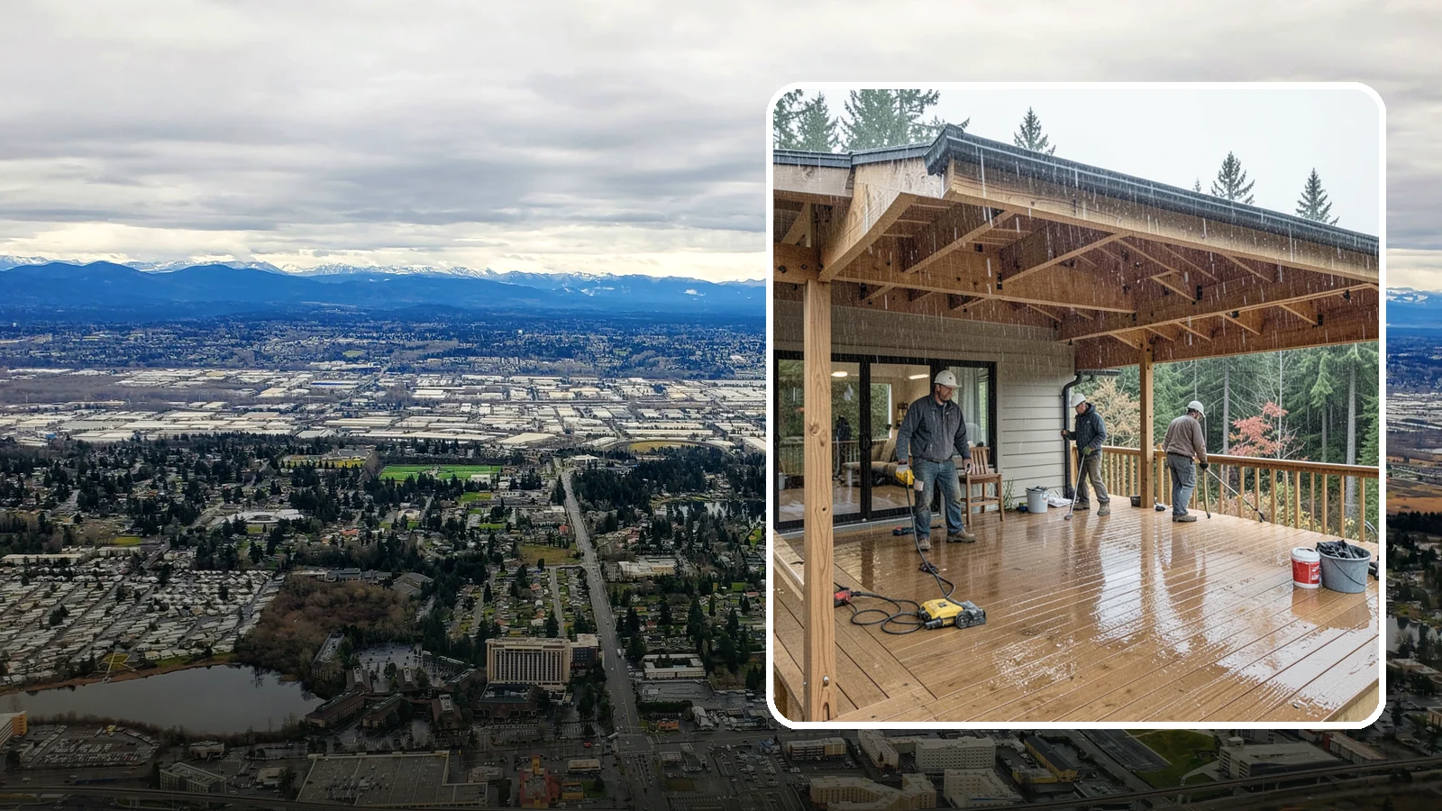 Covered Deck Construction in SeaTac, King County, WA - Covered deck construction that lets you enjoy the outdoors through every Northwest rain shower.