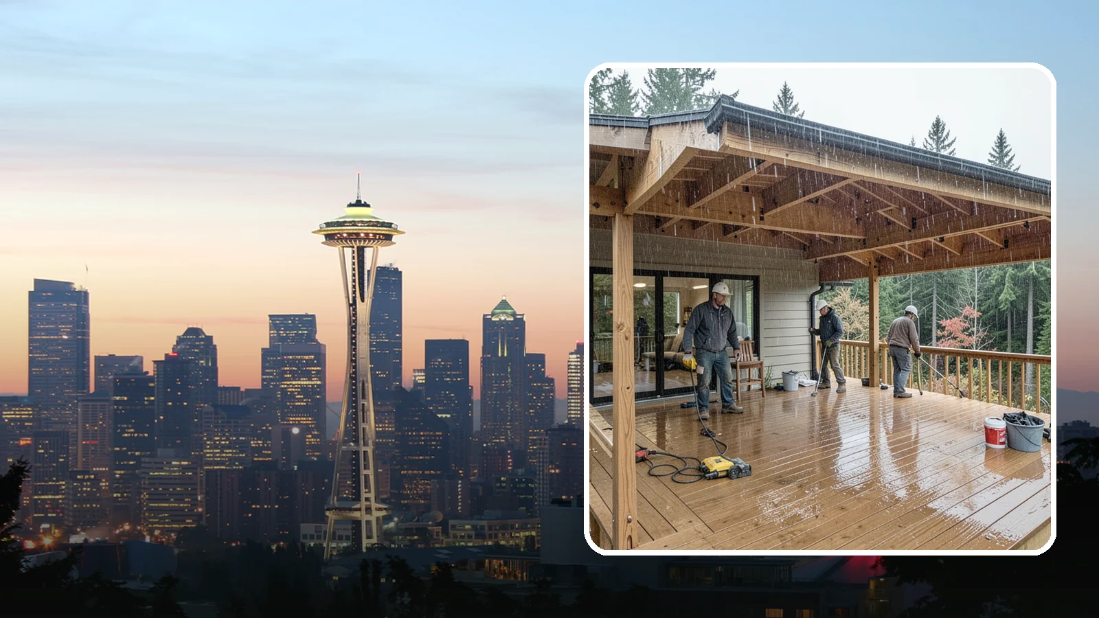 Covered Deck Construction in Seattle, King County, WA - Covered deck construction that lets you enjoy the outdoors through every Northwest rain shower.