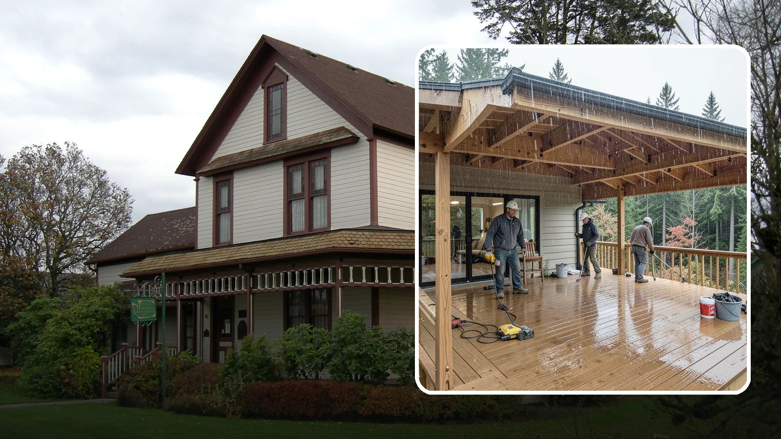 Covered Deck Construction in Sumner, Pierce County, WA - Covered deck construction that lets you enjoy the outdoors through every Northwest rain shower.