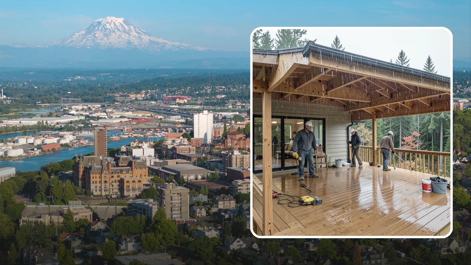 Covered Deck Construction in Tacoma, Pierce County, WA - Covered deck construction that lets you enjoy the outdoors through every Northwest rain shower.
