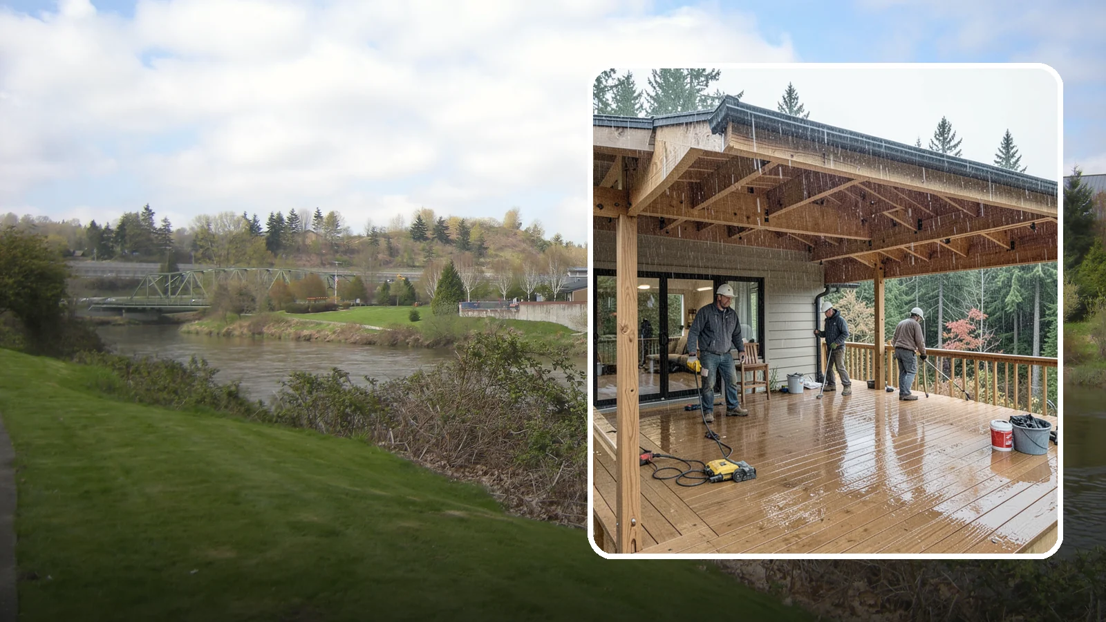 Covered Deck Construction in Tukwila, King County, WA - Covered deck construction that lets you enjoy the outdoors through every Northwest rain shower.