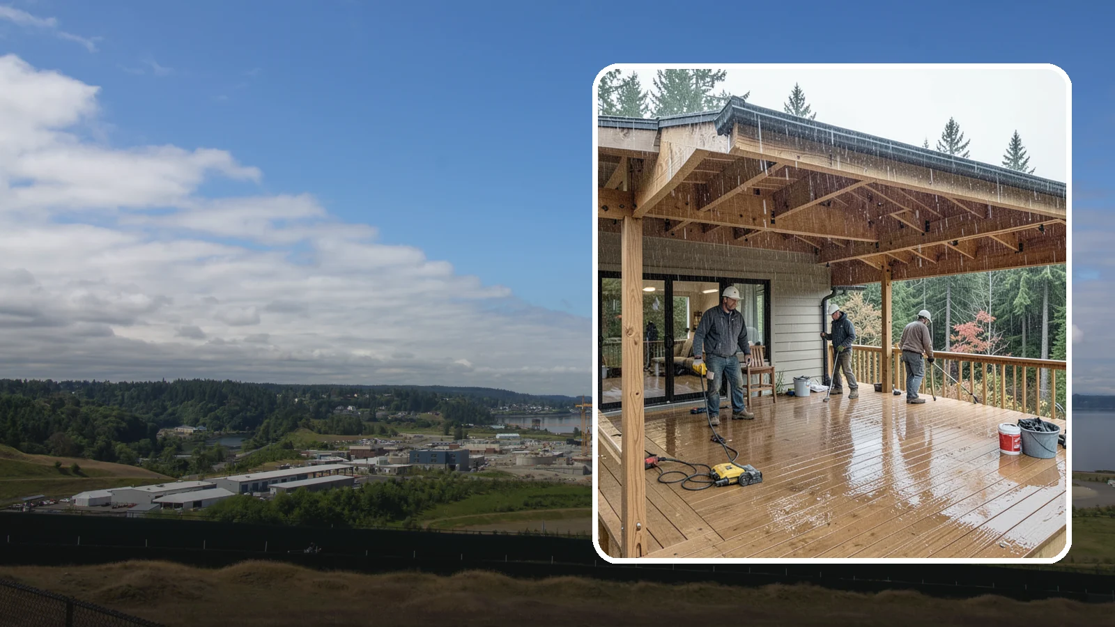 Covered Deck Construction in University Place, Pierce County, WA - Covered deck construction that lets you enjoy the outdoors through every Northwest rain shower.