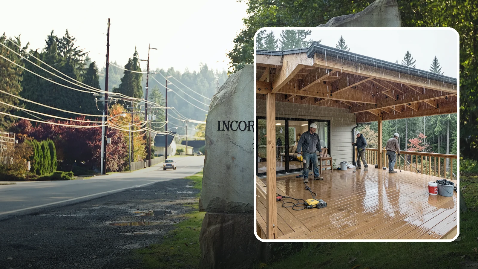 Covered Deck Construction in Wilkeson, Pierce County, WA - Covered deck construction that lets you enjoy the outdoors through every Northwest rain shower.