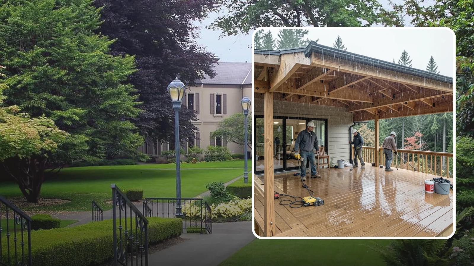 Covered Deck Construction in Woodinville, King County, WA - Covered deck construction that lets you enjoy the outdoors through every Northwest rain shower.