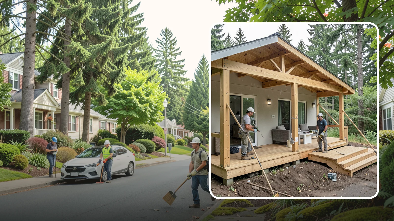 Covered Porch Construction in Beaux Arts Village, King County, WA - Covered porch construction that adds a roofed, rain-protected space to your home's exterior.
