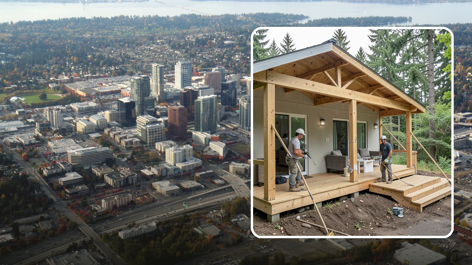 Covered Porch Construction in Bellevue, King County, WA - Covered porch construction that adds a roofed, rain-protected space to your home's exterior.