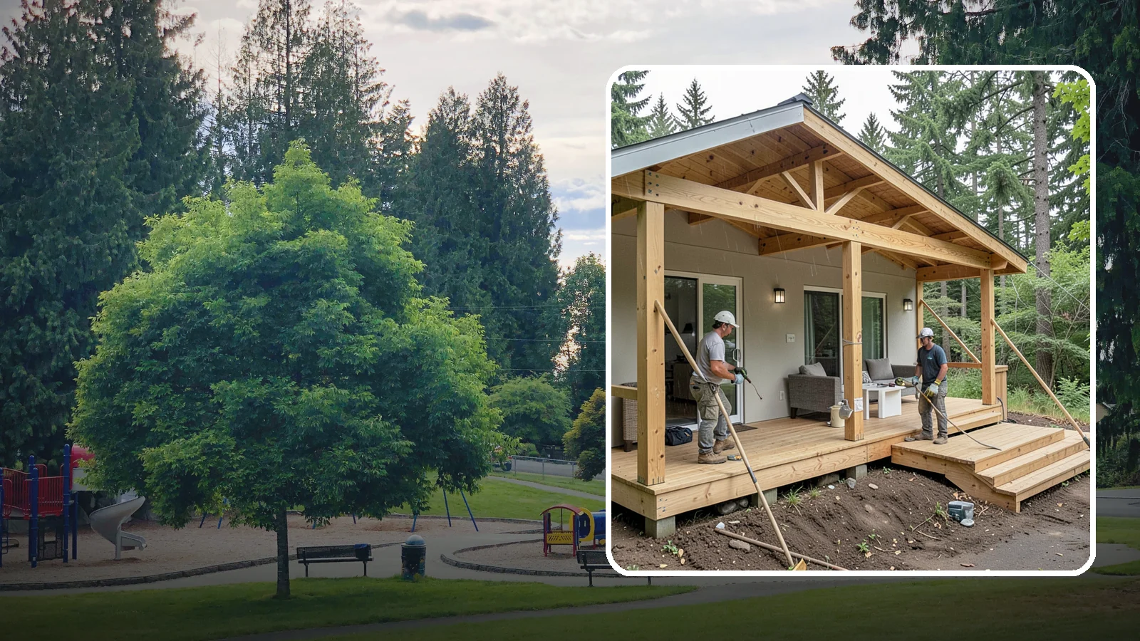 Covered Porch Construction in Bonney Lake, Pierce County, WA - Covered porch construction that adds a roofed, rain-protected space to your home's exterior.