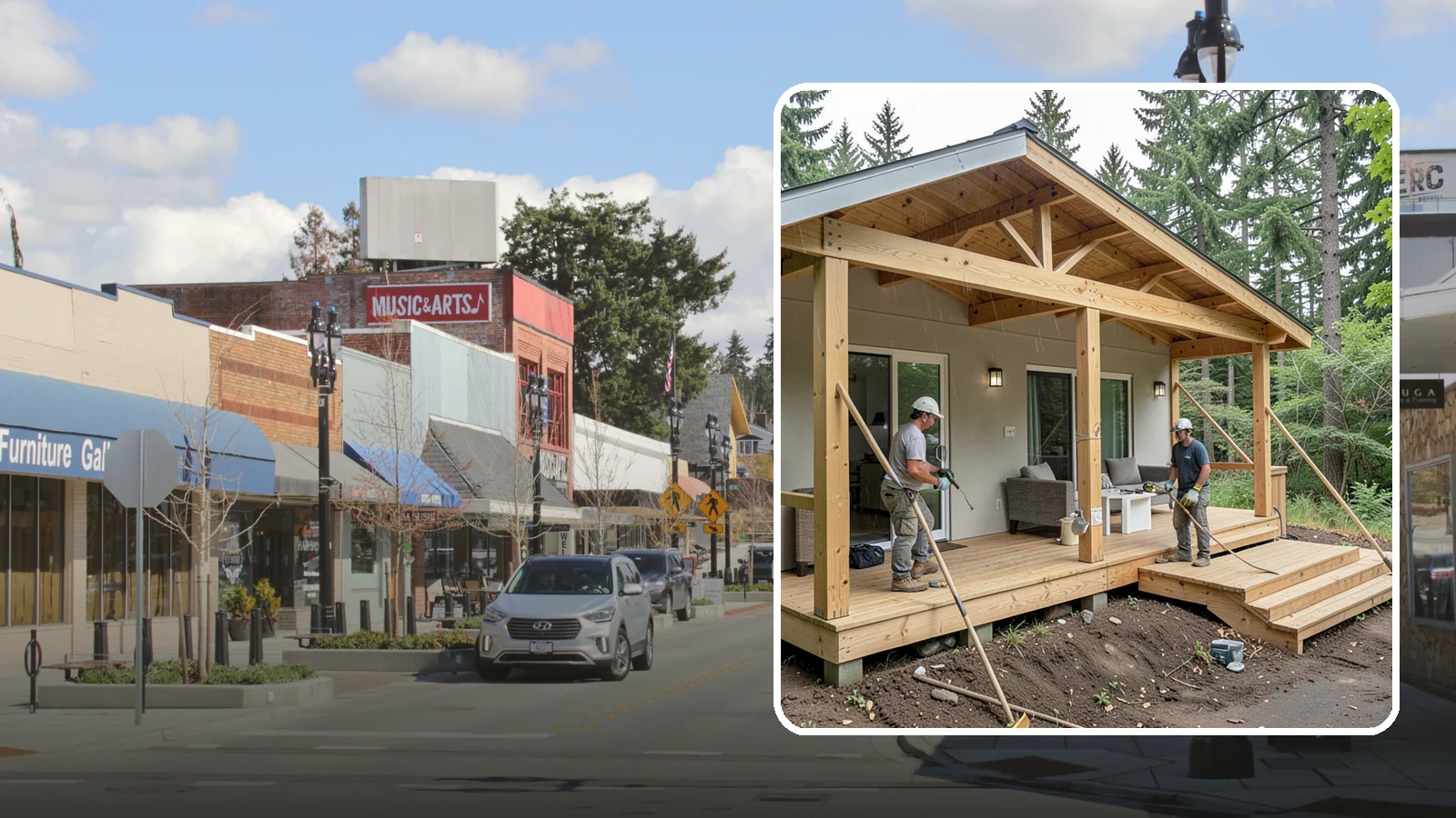Covered Porch Construction in Bothell, King County, WA - Covered porch construction that adds a roofed, rain-protected space to your home's exterior.
