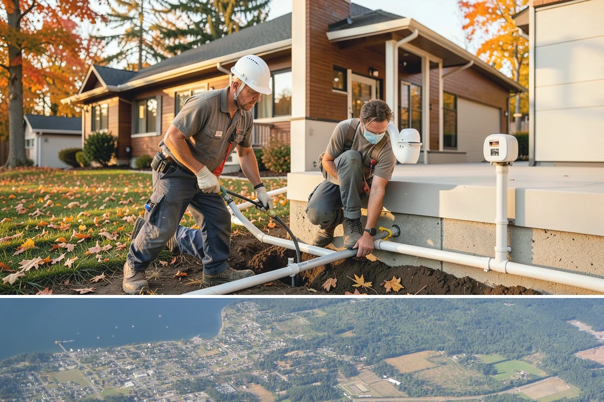Covered Porch Construction in Coupeville, Island County, WA - Roof tie-ins are safest during the dry summer window when your home's wall stays protected during construction.