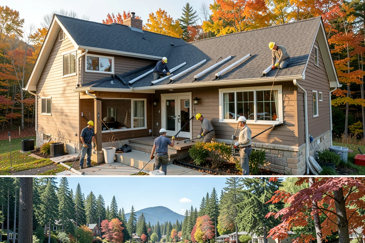 Covered Porch Construction in Covington, King County, WA - Roof tie-ins are safest during the dry summer window when your home's wall stays protected during construction.