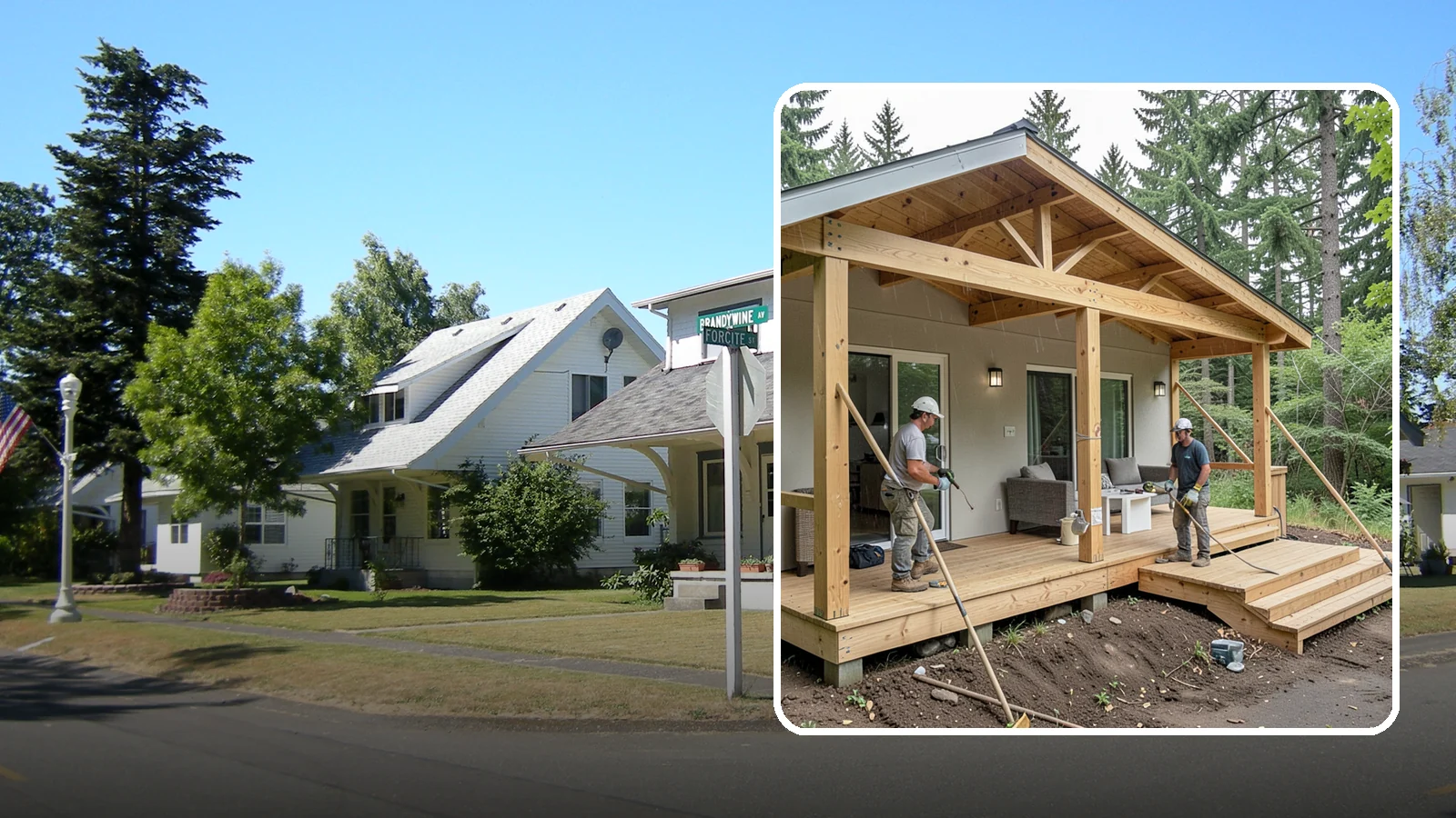 Covered Porch Construction in DuPont, Pierce County, WA - Covered porch construction that adds a roofed, rain-protected space to your home's exterior.