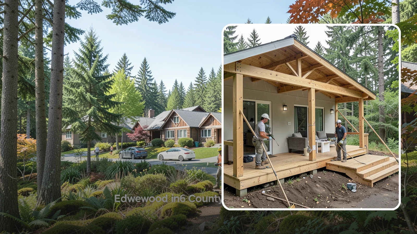 Covered Porch Construction in Edgewood, Pierce County, WA - Covered porch construction that adds a roofed, rain-protected space to your home's exterior.