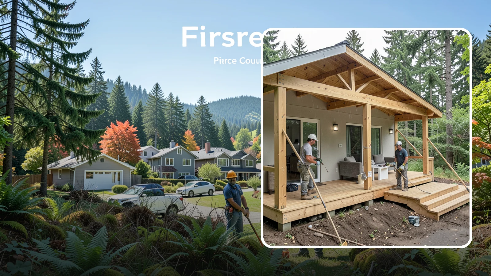 Covered Porch Construction in Fircrest, Pierce County, WA - Covered porch construction that adds a roofed, rain-protected space to your home's exterior.
