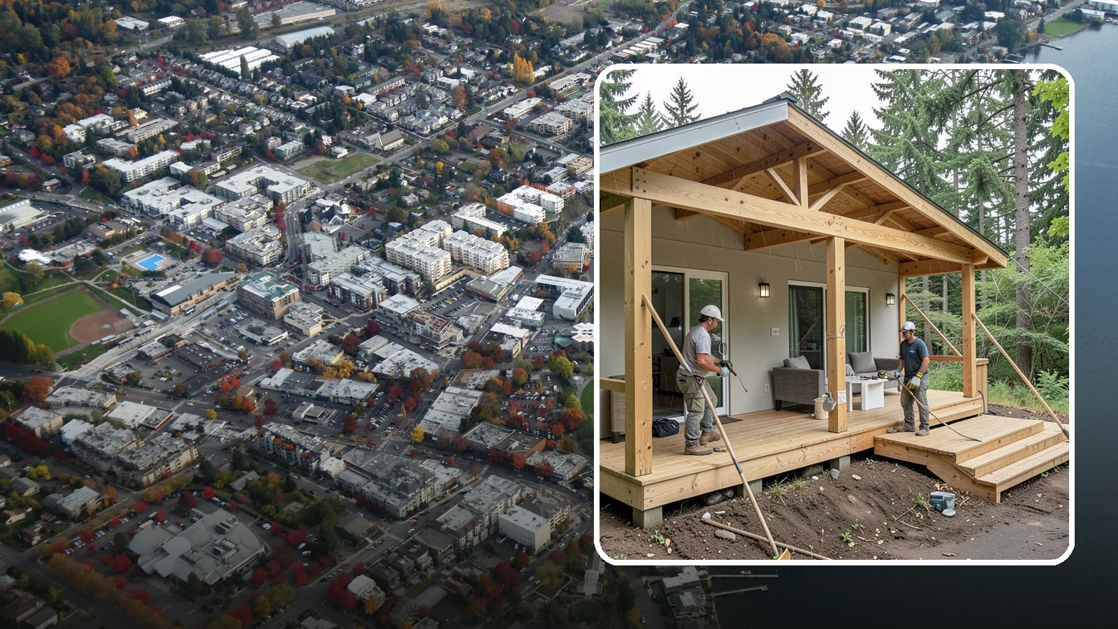 Covered Porch Construction in Kirkland, King County, WA - Covered porch construction that adds a roofed, rain-protected space to your home's exterior.