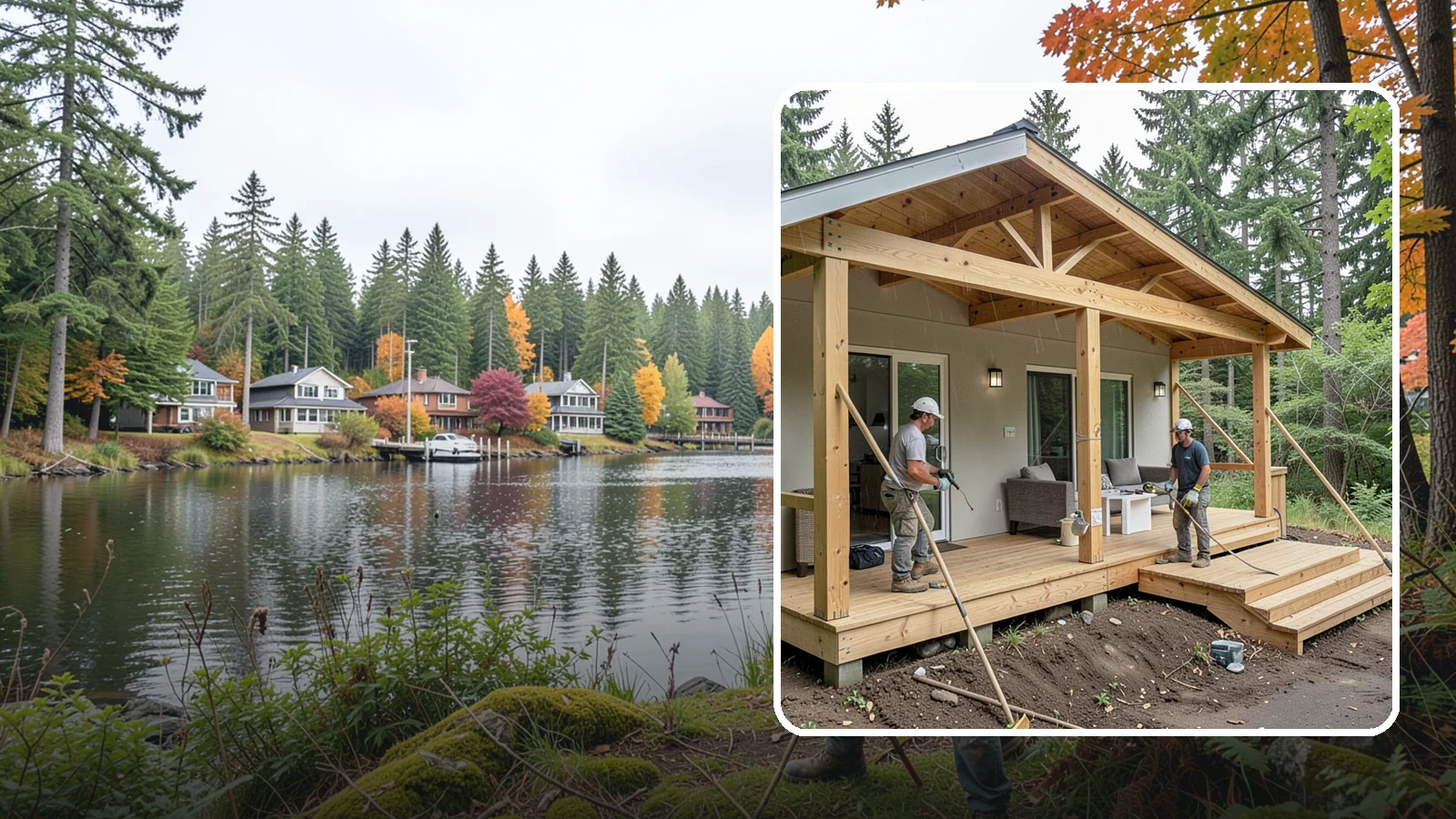 Covered Porch Construction in La Conner, Skagit County, WA - Covered porch construction that adds a roofed, rain-protected space to your home's exterior.