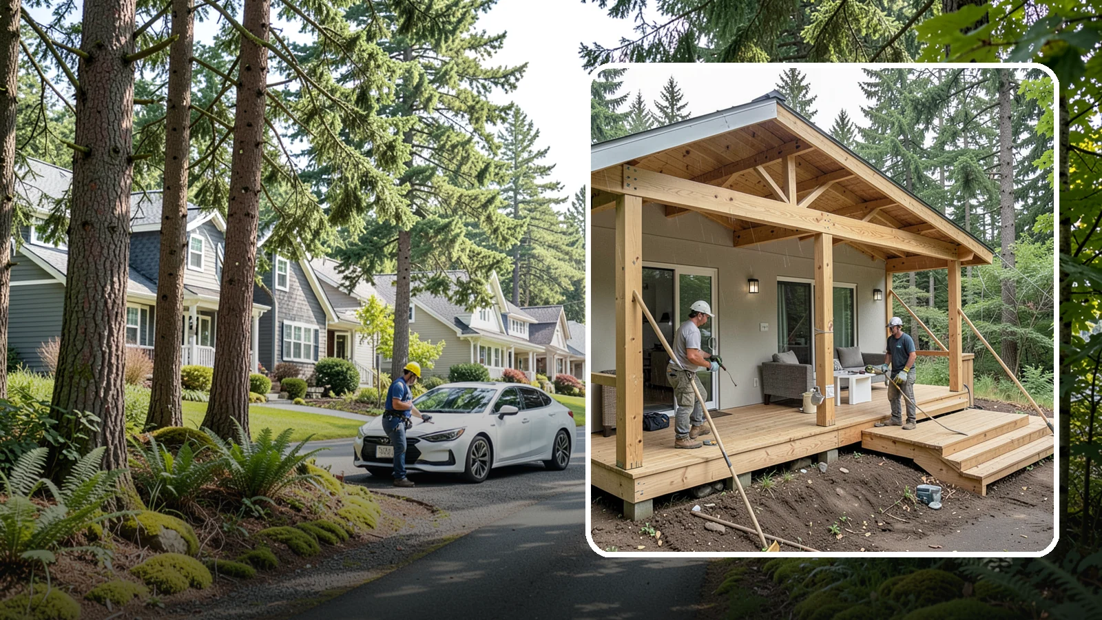 Covered Porch Construction in Normandy Park, King County, WA - Covered porch construction that adds a roofed, rain-protected space to your home's exterior.