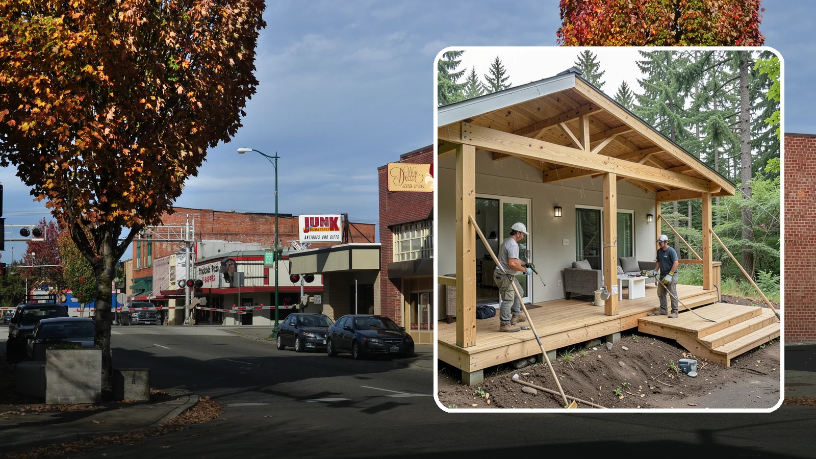 Covered Porch Construction in Puyallup, Pierce County, WA - Covered porch construction that adds a roofed, rain-protected space to your home's exterior.