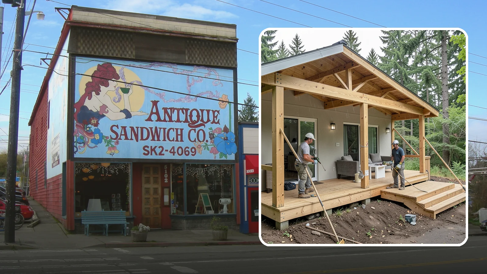 Covered Porch Construction in Ruston, Pierce County, WA - Covered porch construction that adds a roofed, rain-protected space to your home's exterior.