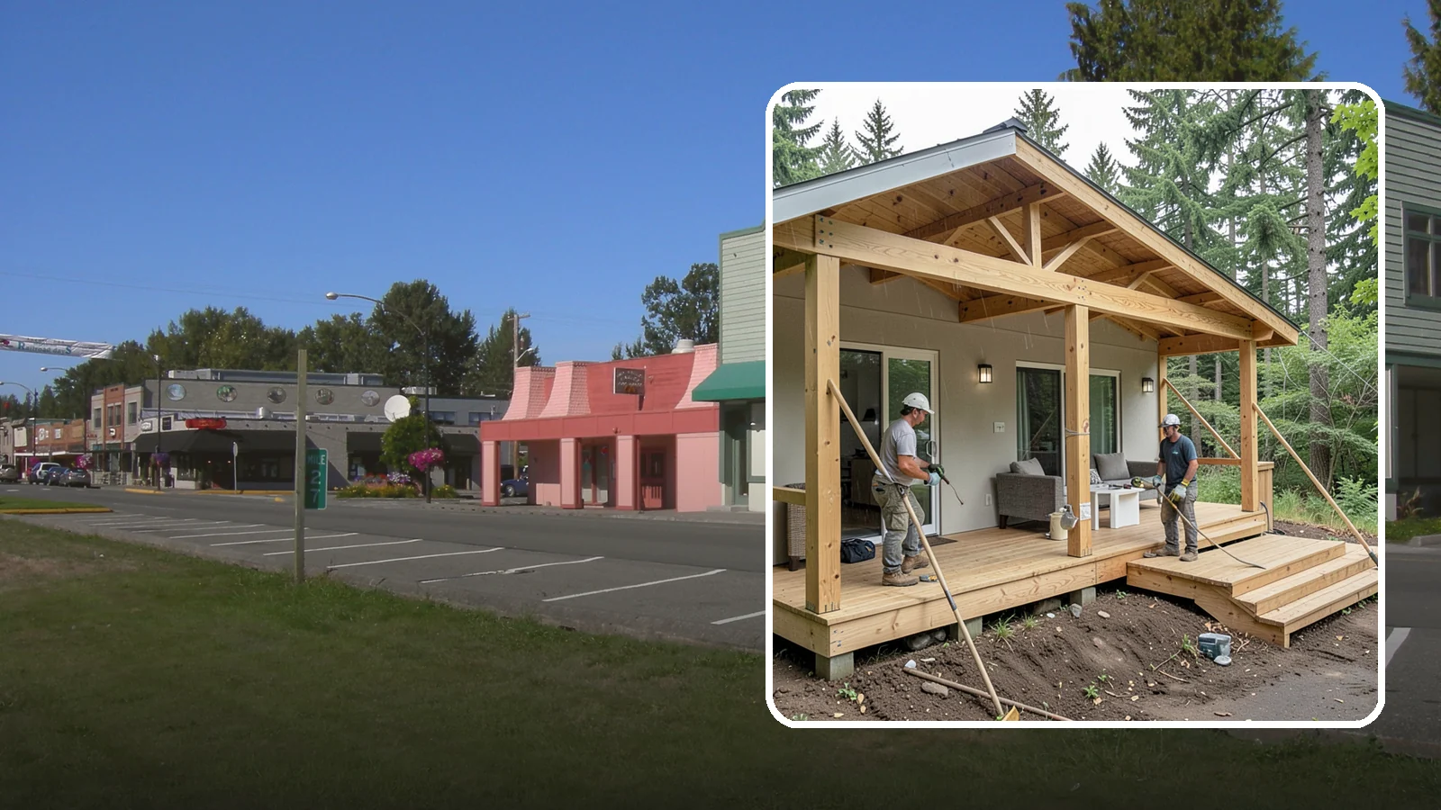 Covered Porch Construction in Snoqualmie, King County, WA - Covered porch construction that adds a roofed, rain-protected space to your home's exterior.