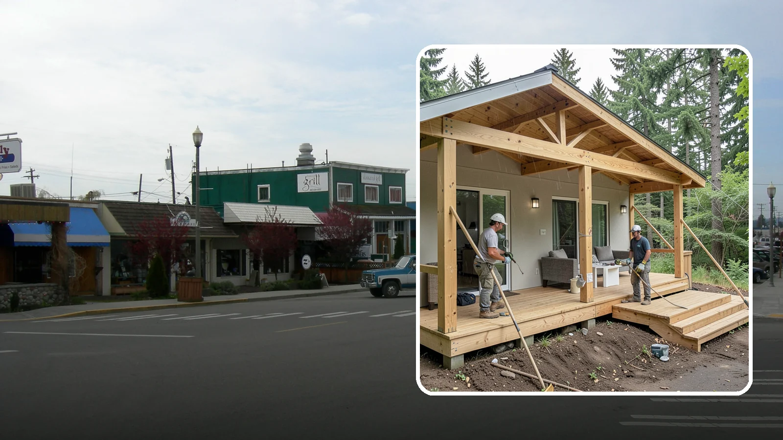 Covered Porch Construction in Stanwood, Snohomish County, WA - Covered porch construction that adds a roofed, rain-protected space to your home's exterior.