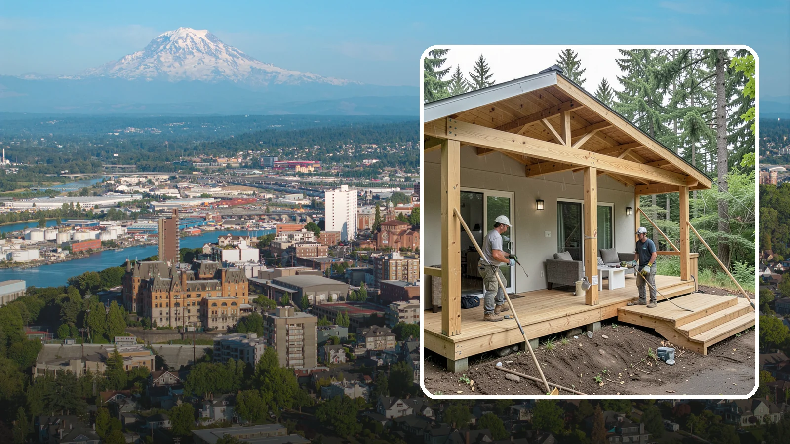Covered Porch Construction in Tacoma, Pierce County, WA - Covered porch construction that adds a roofed, rain-protected space to your home's exterior.