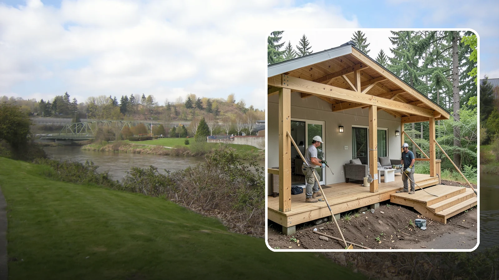 Covered Porch Construction in Tukwila, King County, WA - Covered porch construction that adds a roofed, rain-protected space to your home's exterior.