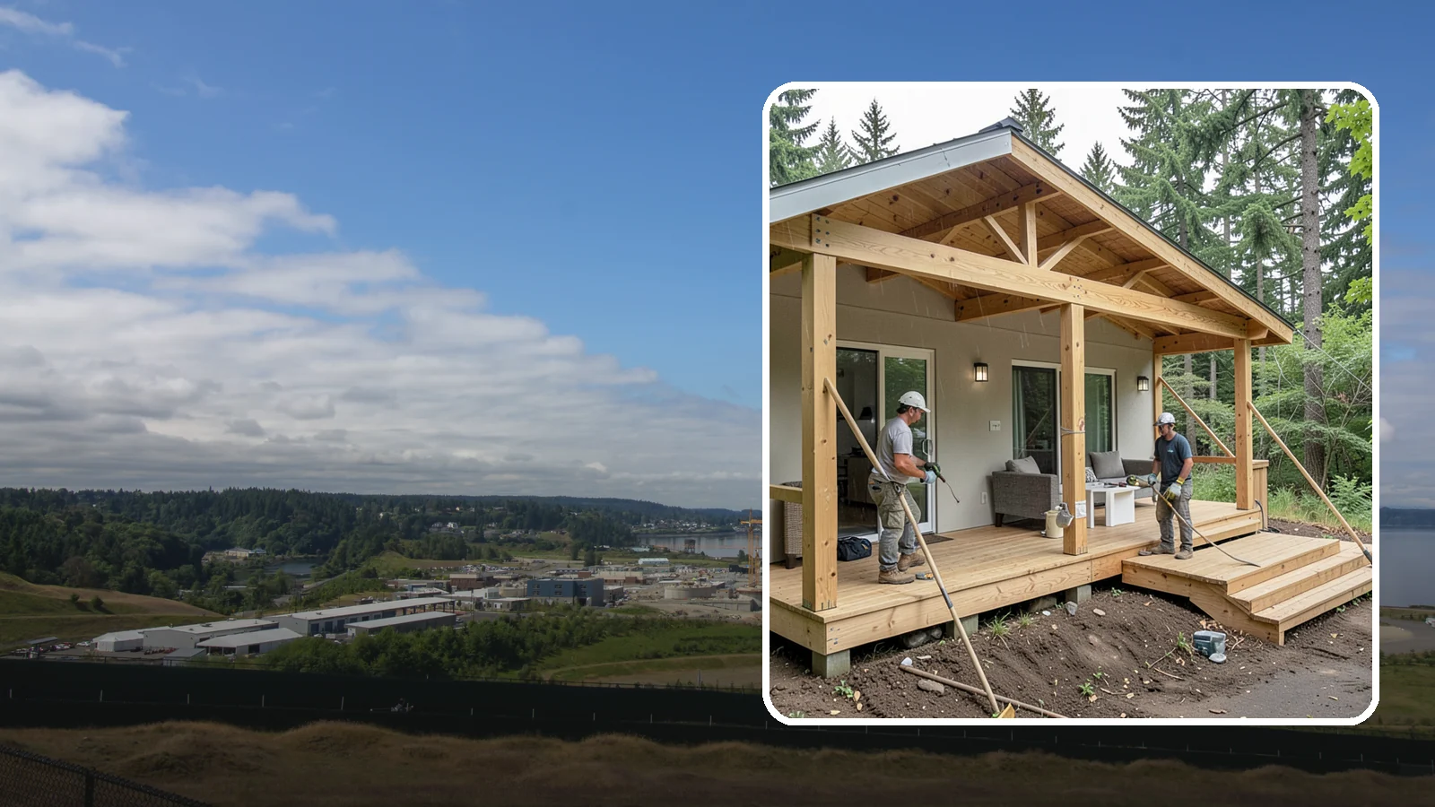 Covered Porch Construction in University Place, Pierce County, WA - Covered porch construction that adds a roofed, rain-protected space to your home's exterior.