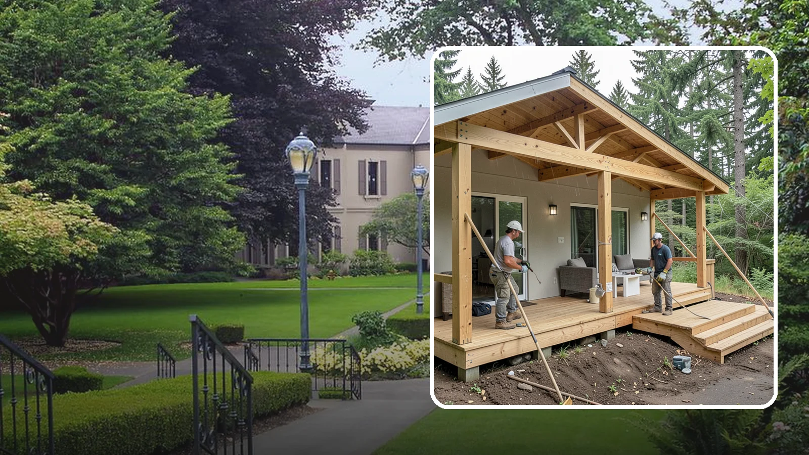 Covered Porch Construction in Woodinville, King County, WA - Covered porch construction that adds a roofed, rain-protected space to your home's exterior.