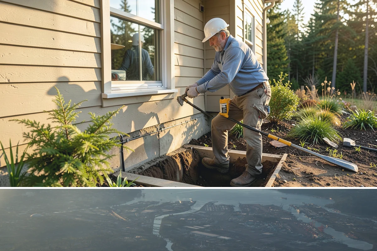 Crawlspace Foundation in Fife, Pierce County, WA - Crawlspace footing and wall work proceeds in most weather, with pours scheduled around dry windows to protect fresh concrete.