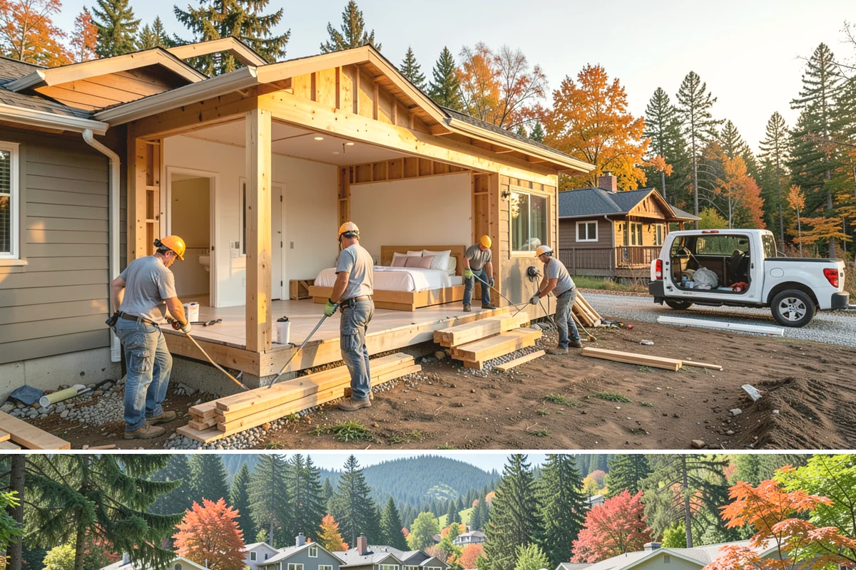 Crawlspace Foundation in Fircrest, Pierce County, WA - Crawlspace footing and wall work proceeds in most weather, with pours scheduled around dry windows to protect fresh concrete.