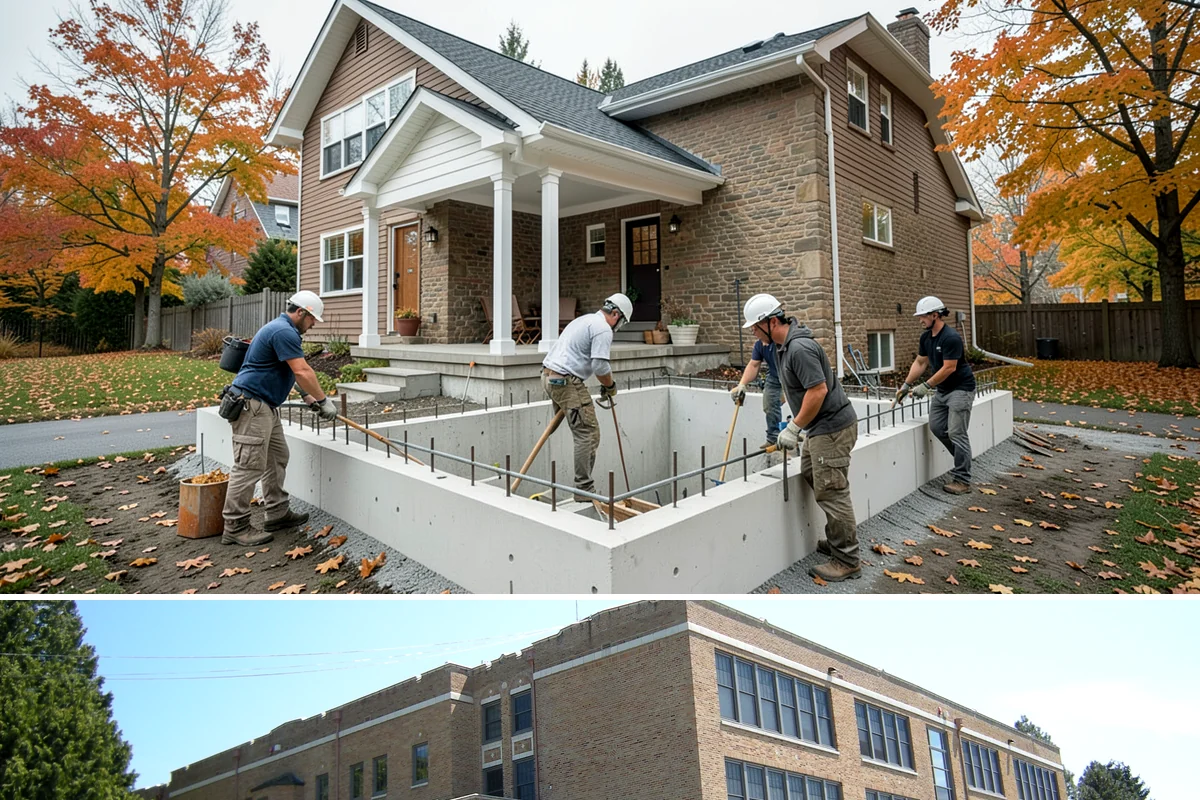 Crawlspace Foundation in Maple Valley, King County, WA - Crawlspace footing and wall work proceeds in most weather, with pours scheduled around dry windows to protect fresh concrete.