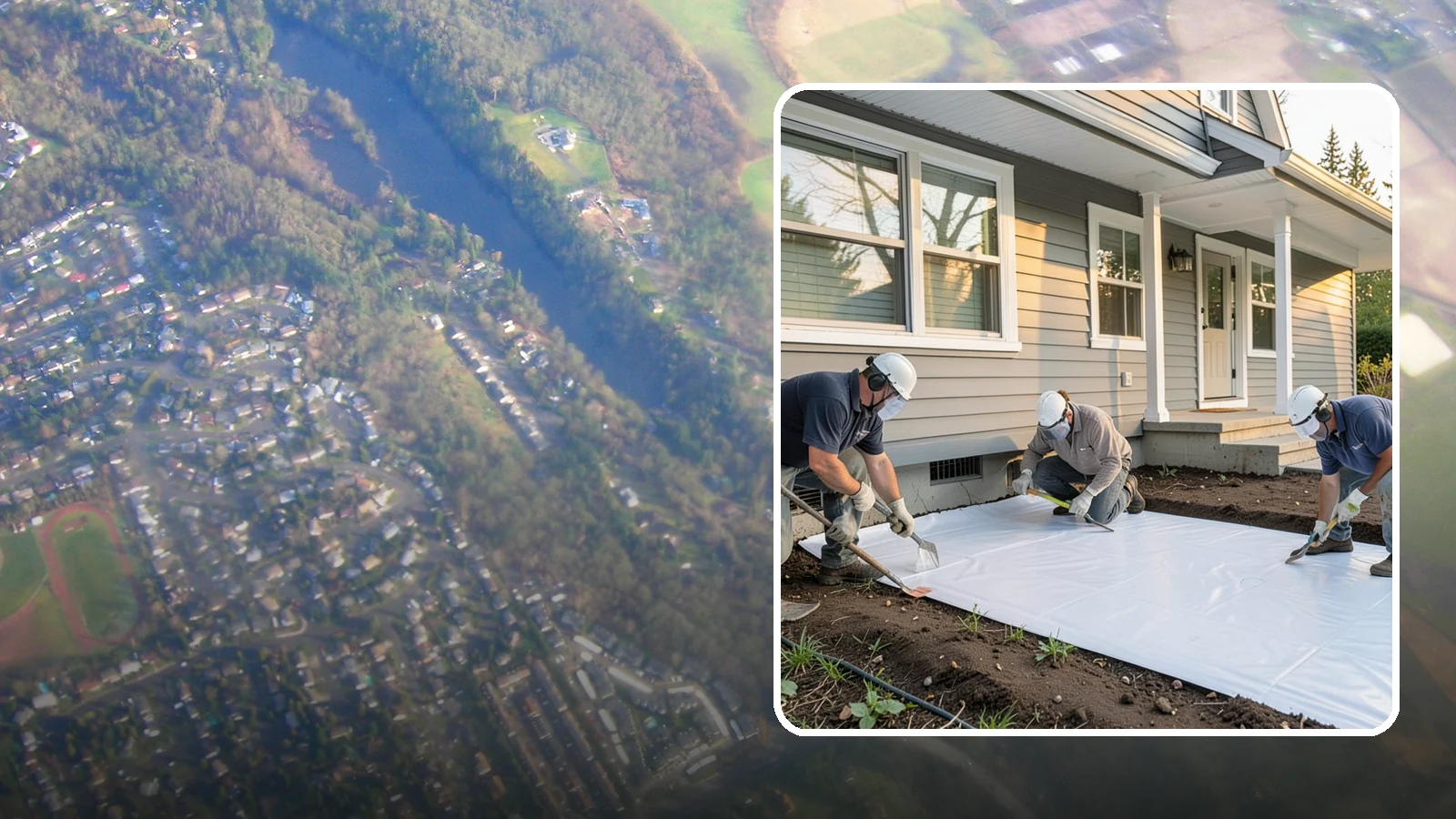 Crawlspace Vapor Barrier in Algona, King County, WA - Laying a sealed ground sheet across the crawlspace floor to block soil moisture from evaporating into the structure.