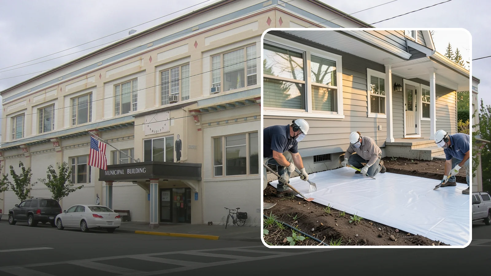 Crawlspace Vapor Barrier in Anacortes, Skagit County, WA - Laying a sealed ground sheet across the crawlspace floor to block soil moisture from evaporating into the structure.