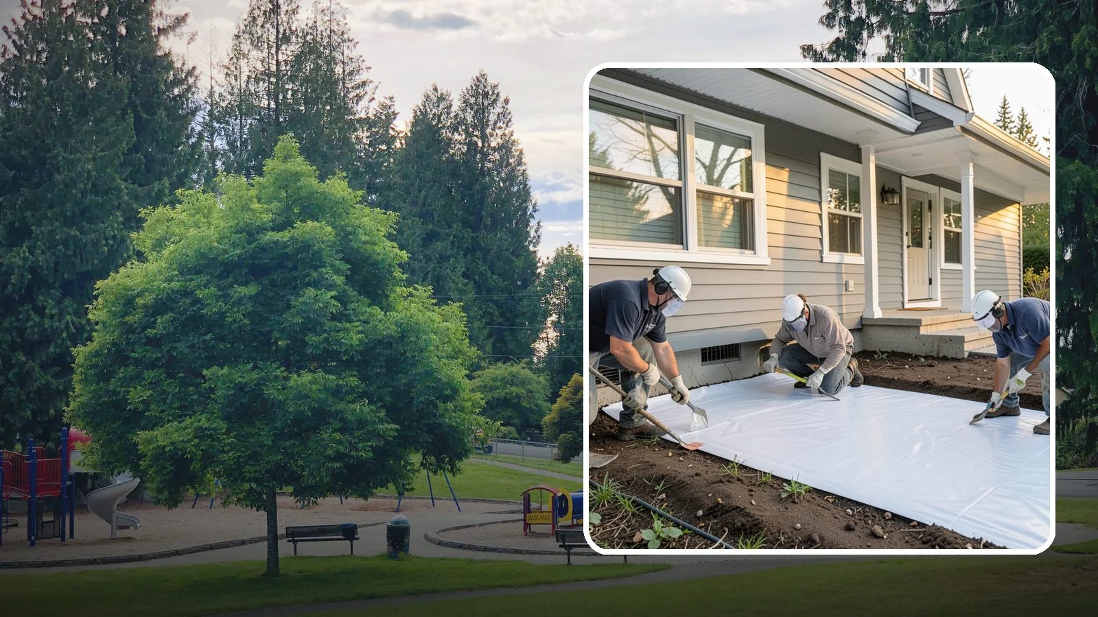 Crawlspace Vapor Barrier in Bonney Lake, Pierce County, WA - Laying a sealed ground sheet across the crawlspace floor to block soil moisture from evaporating into the structure.