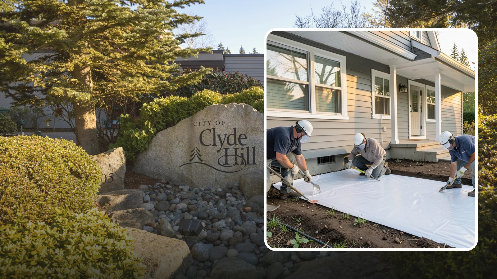 Crawlspace Vapor Barrier in Clyde Hill, King County, WA - Laying a sealed ground sheet across the crawlspace floor to block soil moisture from evaporating into the structure.