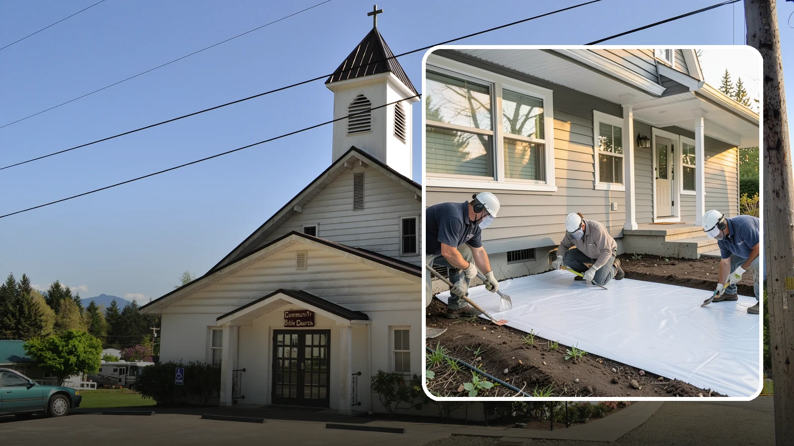 Crawlspace Vapor Barrier in Concrete, Skagit County, WA - Laying a sealed ground sheet across the crawlspace floor to block soil moisture from evaporating into the structure.