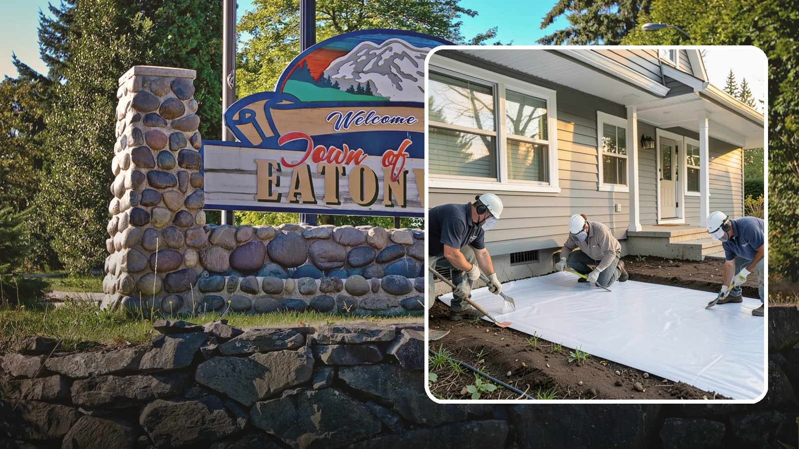 Crawlspace Vapor Barrier in Eatonville, Pierce County, WA - Laying a sealed ground sheet across the crawlspace floor to block soil moisture from evaporating into the structure.