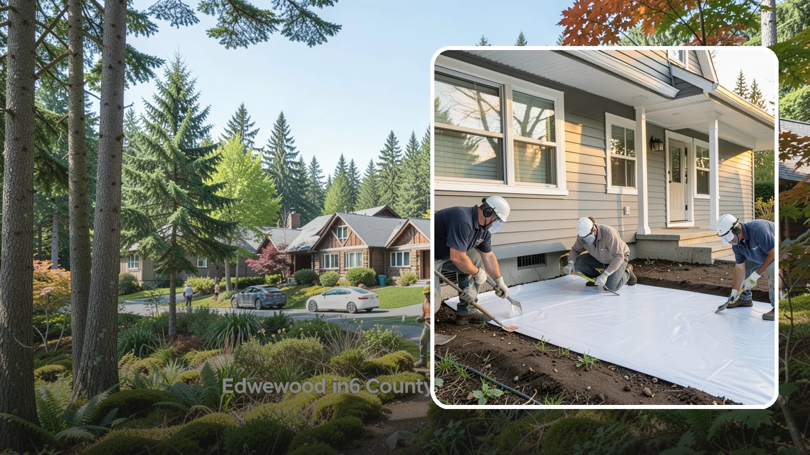 Crawlspace Vapor Barrier in Edgewood, Pierce County, WA - Laying a sealed ground sheet across the crawlspace floor to block soil moisture from evaporating into the structure.