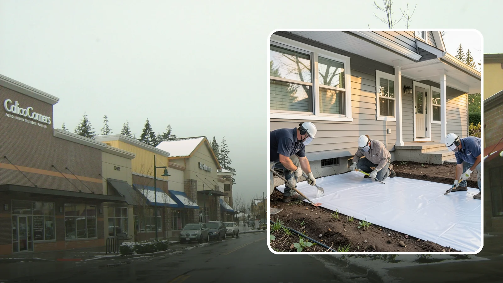 Crawlspace Vapor Barrier in Mill Creek, Snohomish County, WA - Laying a sealed ground sheet across the crawlspace floor to block soil moisture from evaporating into the structure.