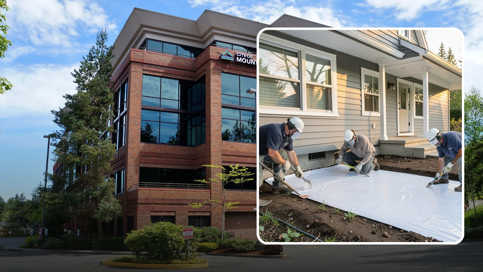 Crawlspace Vapor Barrier in Mountlake Terrace, Snohomish County, WA - Laying a sealed ground sheet across the crawlspace floor to block soil moisture from evaporating into the structure.