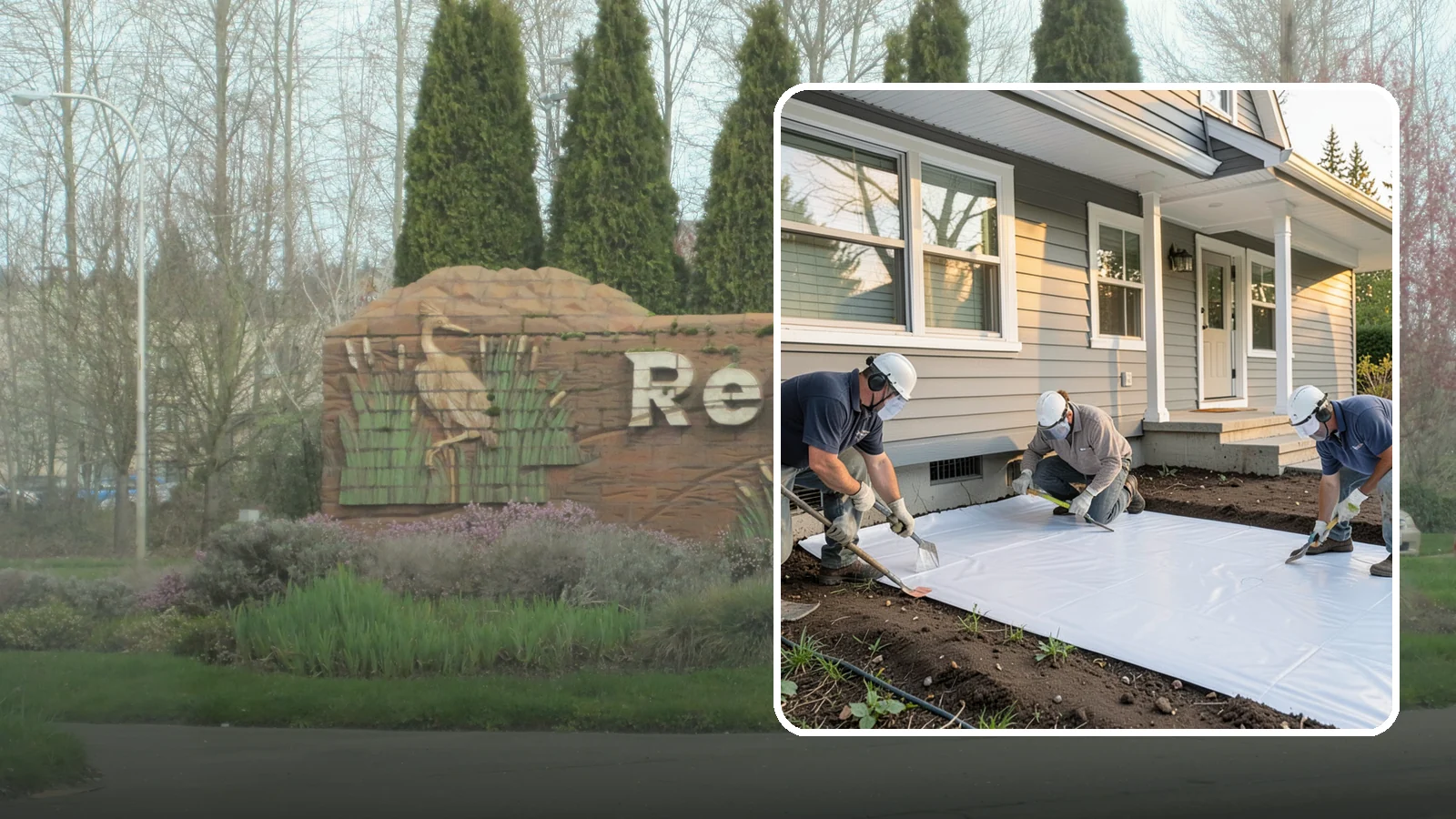 Crawlspace Vapor Barrier in Renton, King County, WA - Laying a sealed ground sheet across the crawlspace floor to block soil moisture from evaporating into the structure.