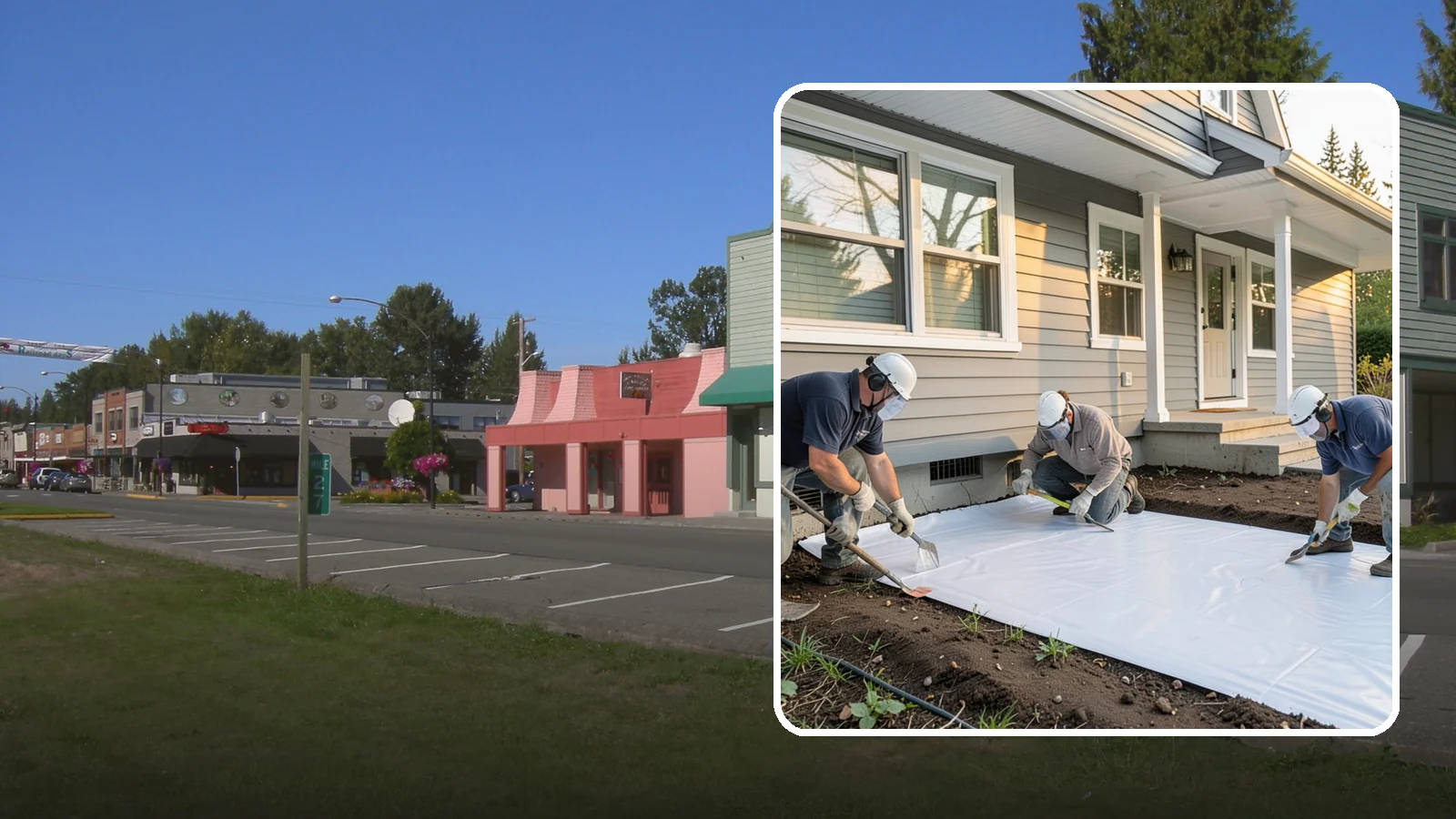 Crawlspace Vapor Barrier in Snoqualmie, King County, WA - Laying a sealed ground sheet across the crawlspace floor to block soil moisture from evaporating into the structure.
